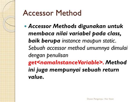 Image result for Mutator method Mutator vs Accessor Methods