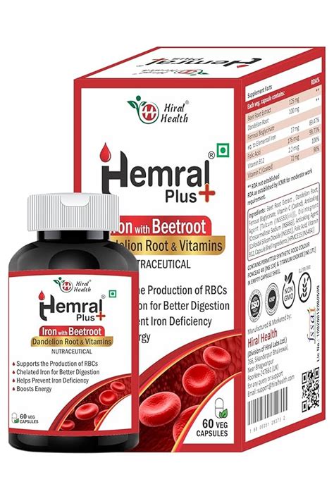 Hiral Health's Hemral Plus Capsules - Iron Supplement with Vitamin C ...