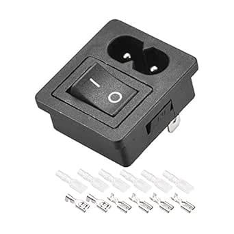 uxcell C8-8 Panel Mount Plug Adapter AC 250V 10A 2 Pins 1mm Buckle IEC ...