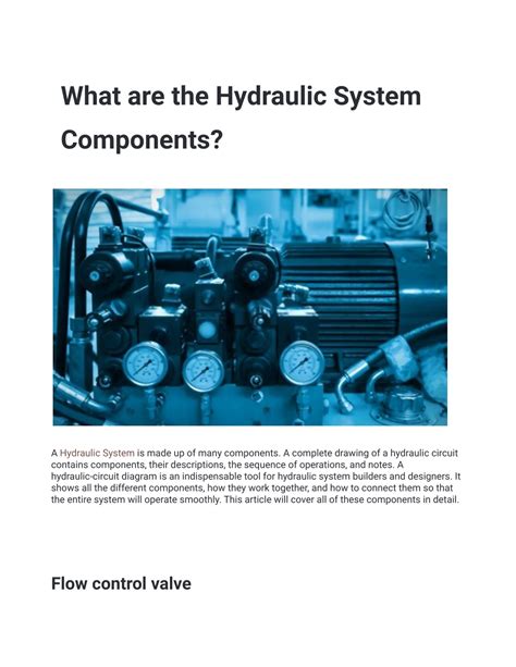 Image result for Basic Hydraulic System Components