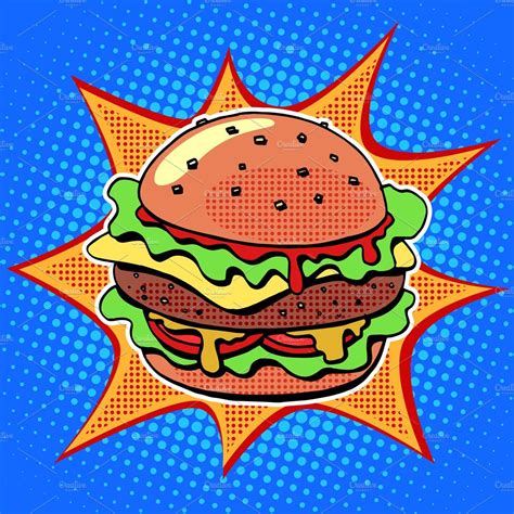 Fast food Burger, a Food Illustration by studiostoks | Pop art food ...