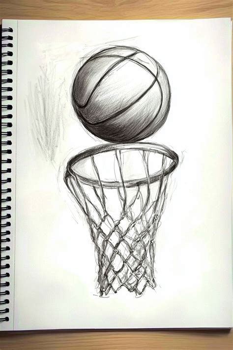 Simple Little Sketch of a Basketball Hoop and Ball | Sketches, Cute ...