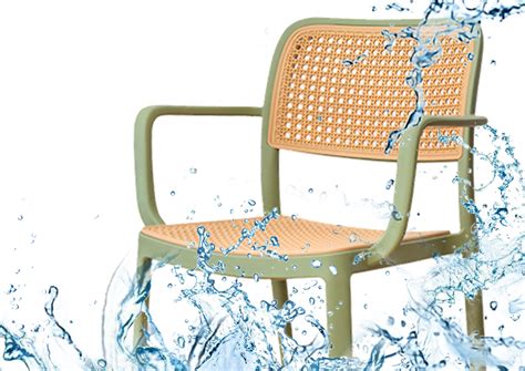 Mace Green Cane Stackable Cafe Chair With Arms | Chair Factory