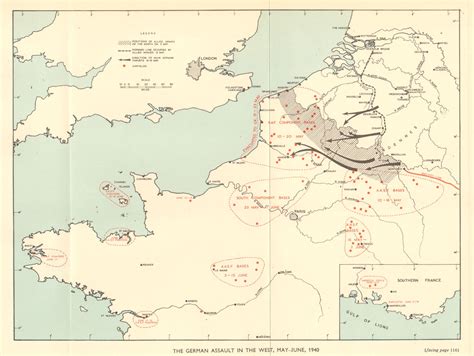 German invasion of Belgium and France, May-June 1940. World War 2 1953 old map