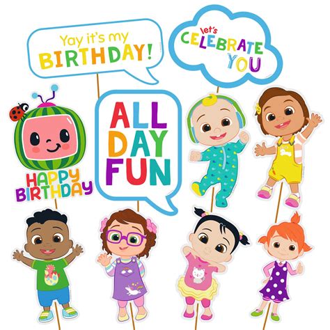 Buy Cocomelon® Theme Birthday Props - 10Pcs Cocomelon Birthday ...