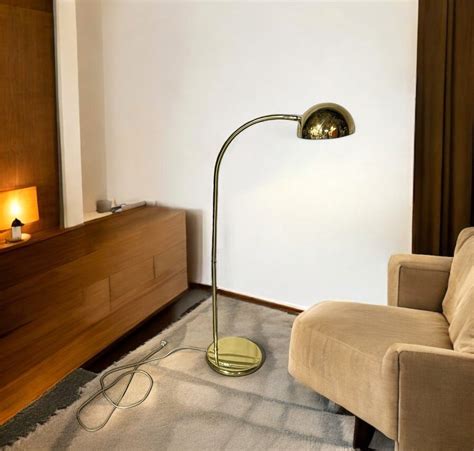 Vintage Mid Century Modern Gold Arc Floor Lamp with Adjustable Shade ...
