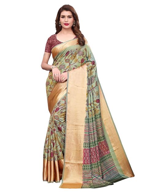 Mrinalika Fashion Women's Floral Printed Dhakai Silk Saree with ...