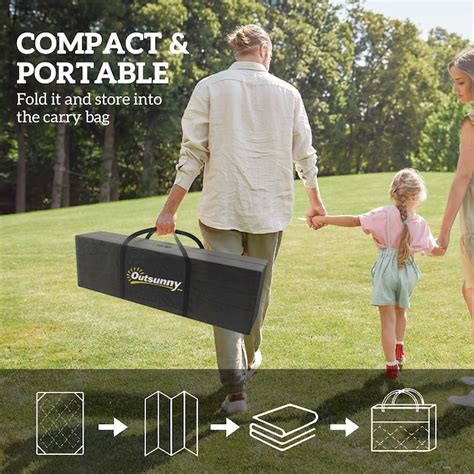 Outsunny Outdoor Patio Rug Large Camping Carpet with Carrying Bag 9' x ...