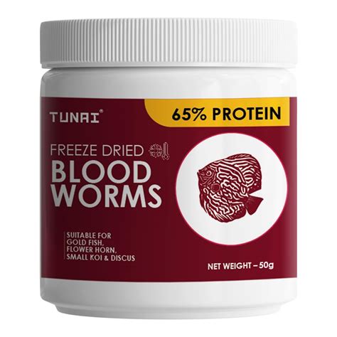 TUNAI Superior Freeze Dried Blood Worms 50G Natural Fish Food for All ...