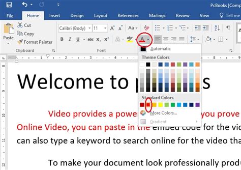 Microsoft Word Tutorial - Font color option