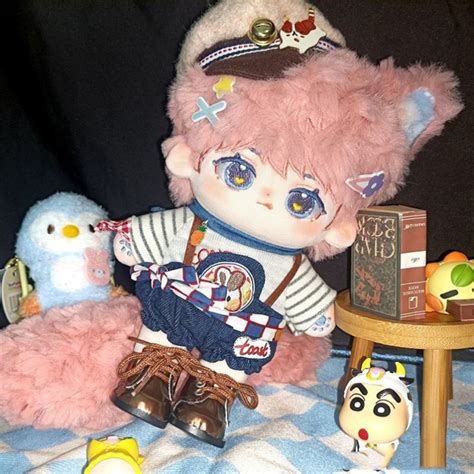 20CM ぬいぐるみ 無属性着せ替え人形 コットンドール 綿人形 ピンクの白髪獣耳青い目男の子 Lico cotton doll | Meet ...