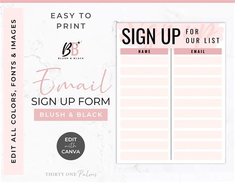 Mailing List Sign Up Template