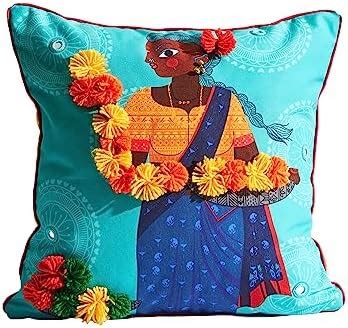 Buy CHUMBAK Polyester Cushion, Standard, Blue, Set of 1 Online at Low ...