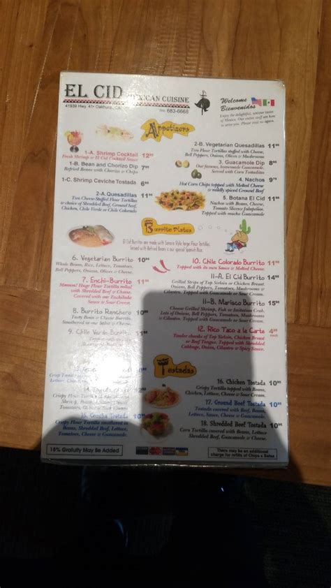 Menu at El Cid restaurant, Oakhurst, CA-41