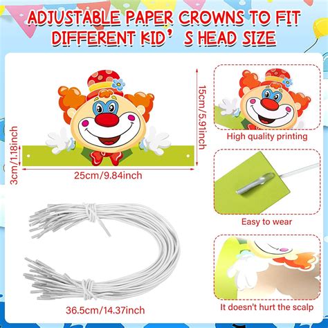 Buy 32 Pcs Circus Birthday Party Hats Circus Paper Party Crown ...