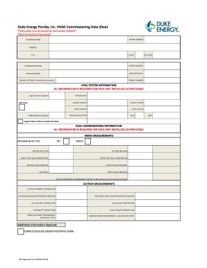 FL Duke Energy HVAC Commissioning Data Sheet 2013-2025 - Fill and Sign ...