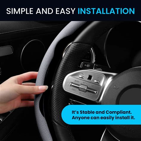 Buy Premium PU Leatherette Grey Steering Wheel Grip | Motorhunk