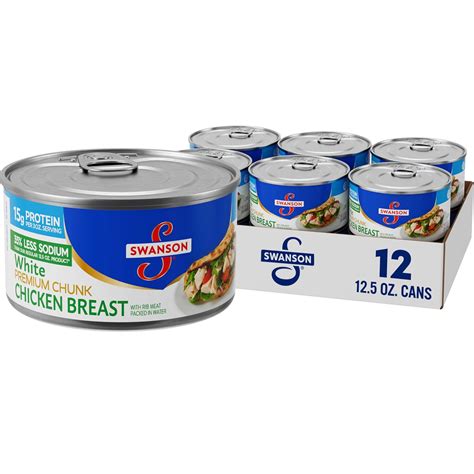 Amazon.com: Swanson 35% Less Sodium White Premium Chunk Canned Chicken ...