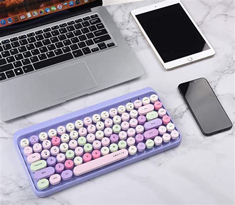 UBOTIE Portable Bluetooth Colorful Computer Keyboards, Wireless Mini C ...