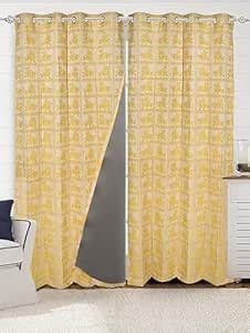 Buy Saral Home Checkro Cotton 100% Blackout Door Curtain 2pc,Beige. 4x7 ...