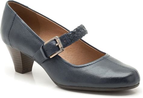 Clarks Womens Casual Clarks Fearne Dew Leather Shoes In Navy Extra Wide ...