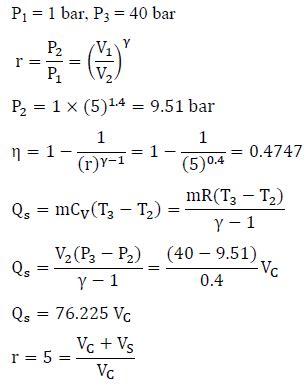 An engine working on OTTO cycle have compression ratio of 5. The ...