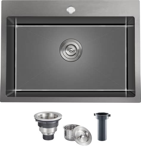 Amazon.com: TSIBOMU 24 Inch Drop in Kitchen Sinks Black, 24x18 Inch ...
