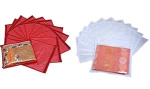 Kuber Industries Non Woven Packing Saree Cover Set of 24 Pcs (Red+White ...