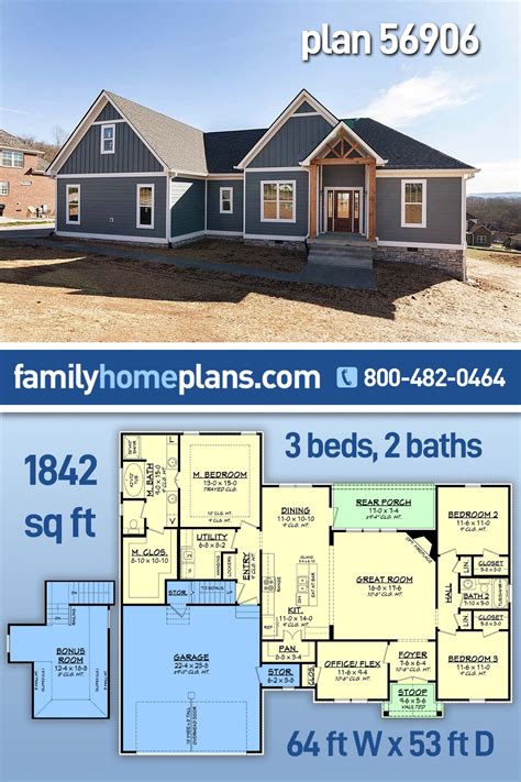 Plan 56906 | Traditional Brick House Plan with Big Timbers, 1842