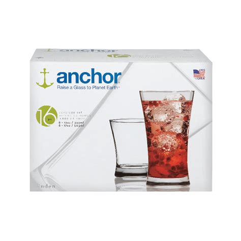 Anchor Hocking Glass Drinkware Glassware Set 16 pk - Sansujyuku