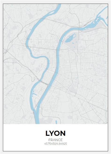Lyon City Map Poster - Etsy UK