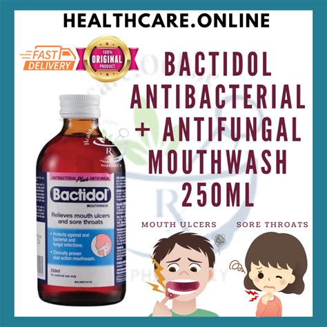 BACTIDOL ANTIBACTERIAL & ANTIFUNGAL SORE THROAT & ULCER FAST RELIEVE MOUTHWASH 250ML | Shopee ...