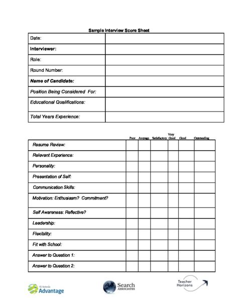 Sample Interview Scoresheet 的图像结果