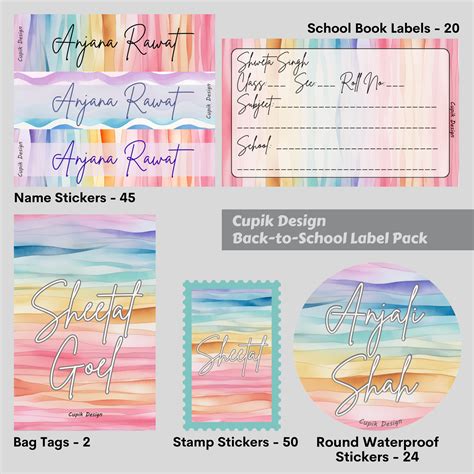 Personalised Back to School Label Pack | Colour Waves – mumma.com