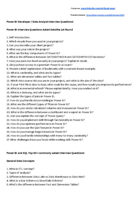 400+ Power BI Interview Questions - Follow me : linkedin/in/dipak-mani ...