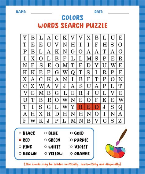 Free Printable Word Search With Colors