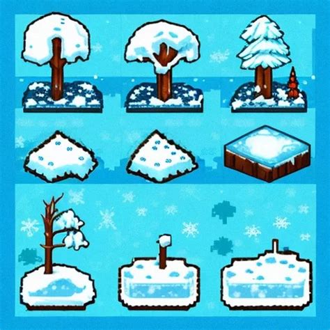 Rectangular Ice and snow Tilemap for 2d games sprite sheet, include ...
