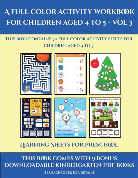 Learning Sheets for Preschool (A full color activity workbook for ...