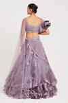 Buy Purple Organza, Layered Panelled Solid Lehenga With Embellished ...