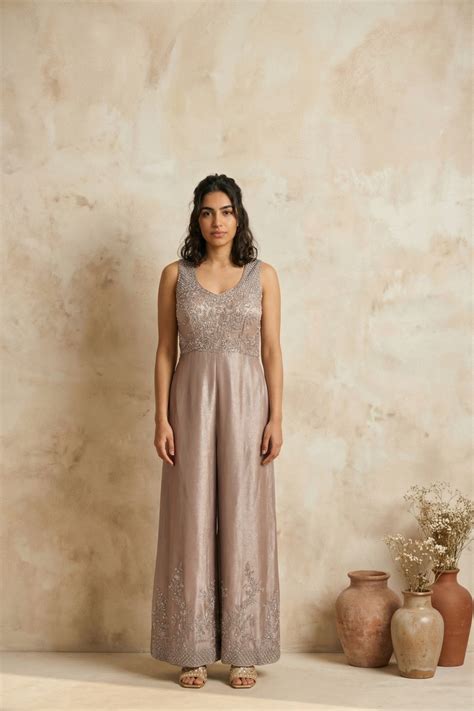 Shimmer Crepe Embellished Jumpsuit | Buy SALWAR Online – Mokshaa Chennai