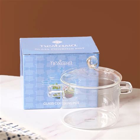 Borosilicate Stovetop Glass Cooking Pot With Lid 1300ml Online ...