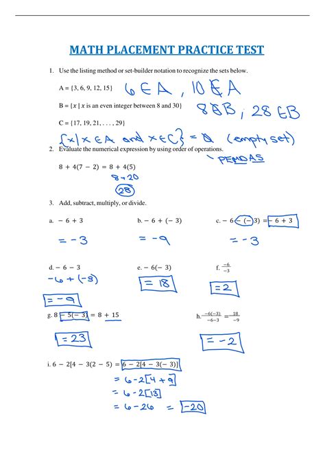 MATH PLACEMENT TEST - MATH PLACEMENT - Stuvia US