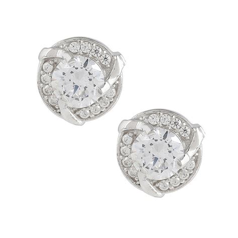 925 Sterling Silver Round CZ Stud Earrings – VOYLLA