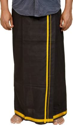 Pyengora Black Dhoti with Gold Color Zari Border Traditional Temple ...