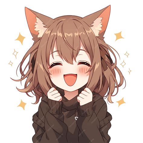 Anime girl with brown hair and a cat ears generative ai | Premium AI ...