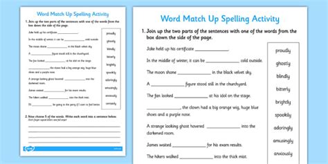 Words Ending in 'ly' Sentence Match Up Activity - ESL Adverbs Exercises