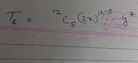 Find The 6th term in the expansion of (2x-Y)12. - Brainly.in