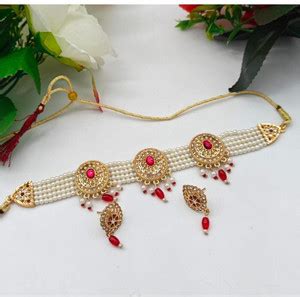 MK Gallery Alloy Red, Gold Jewellery Set Price in India - Buy MK ...
