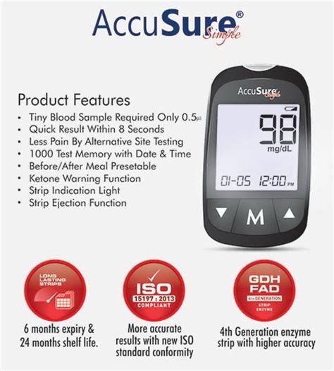 AccuSure Instant Digital Simple Kit of 50 Strips,10 Lancets,1 Lancing ...