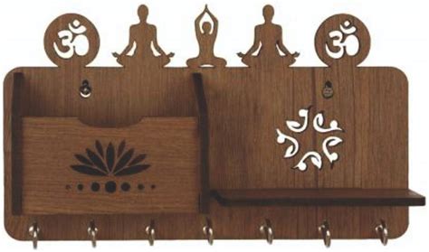 M.K Enterprises Yoga Asanas-WT-KeyHolder Wooden Key Holder (7 Hooks ...